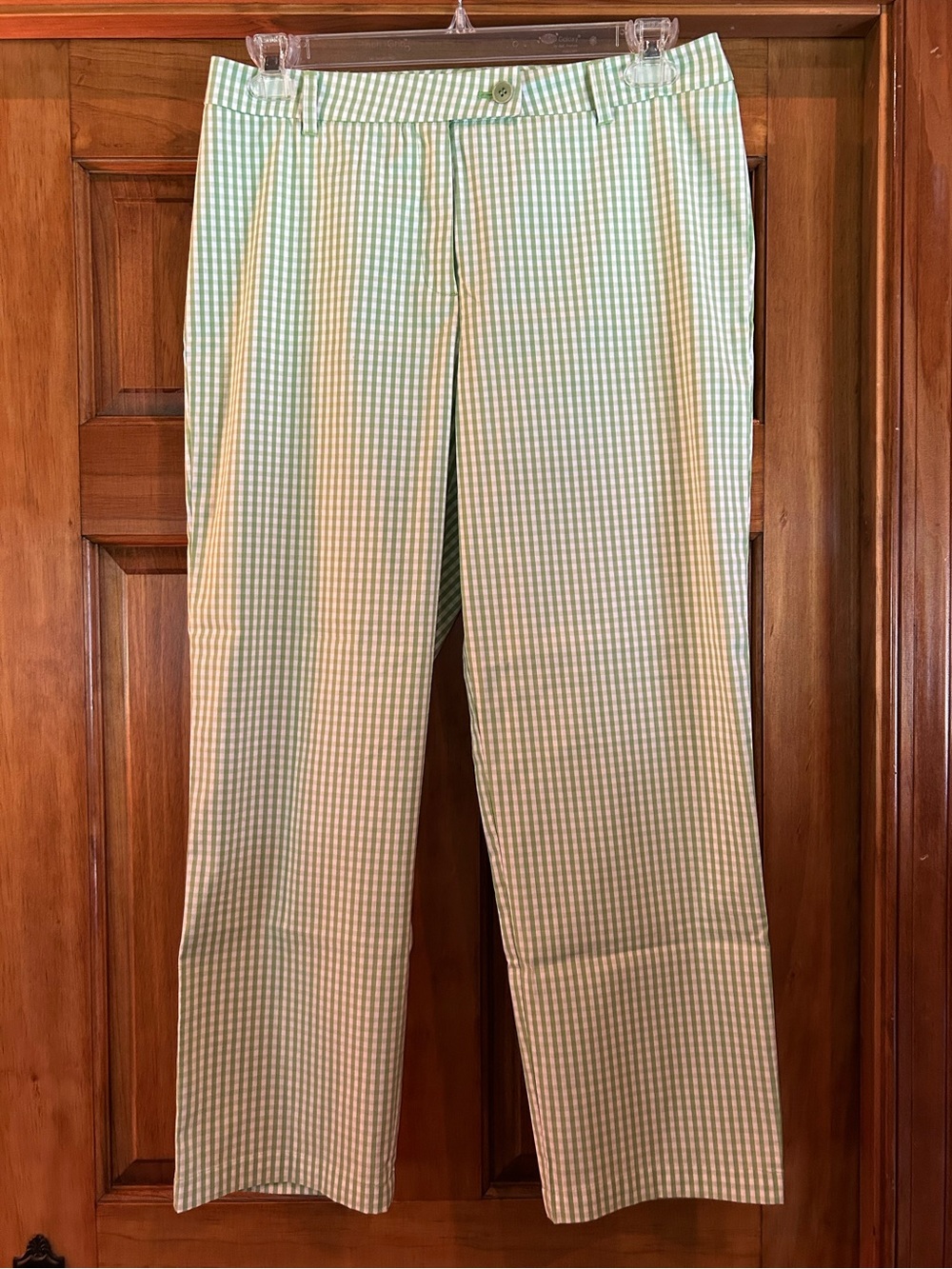 Jones New York Light Green Gingham Pants